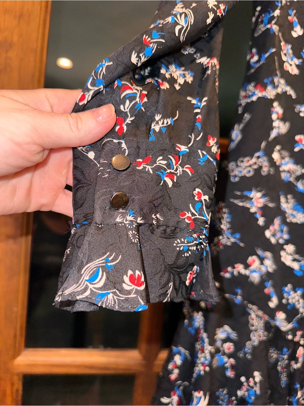 NWOT Veronica Beard Preston Silk Size 6 Black Floral Ruffle Long-Sleeve Dress - Picture 3 of 12